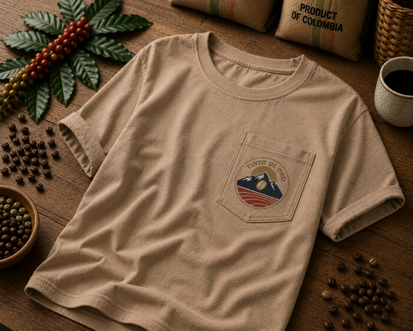 Mocha Tinto de Oro Signature Pocket Tee